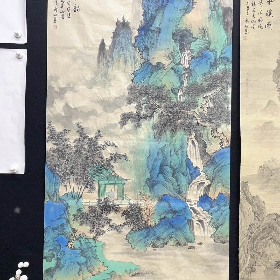 绘画绝**弃手绘国画青绿山水