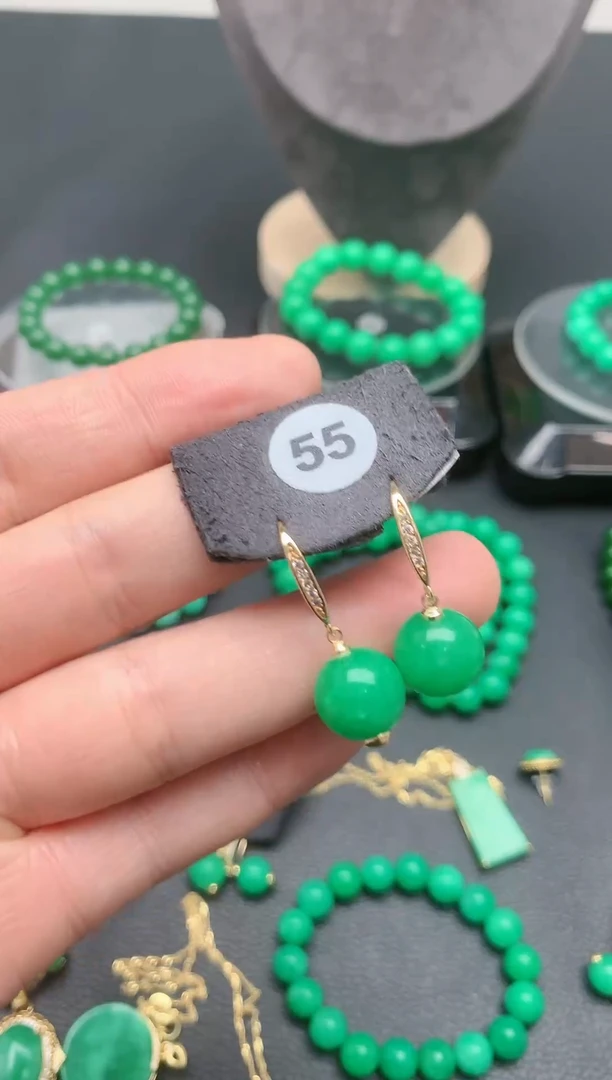 【闪购商品】翡翠耳饰银S925镶嵌55