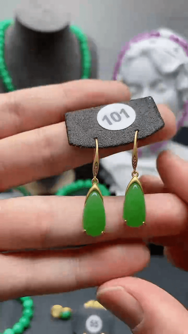 【闪购商品】和田玉耳饰银S925镶嵌101