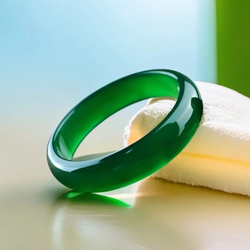 天然正品帝王绿手镯玉髓玛瑙冰阳绿时尚女款玉镯A货宽条手镯玛瑙