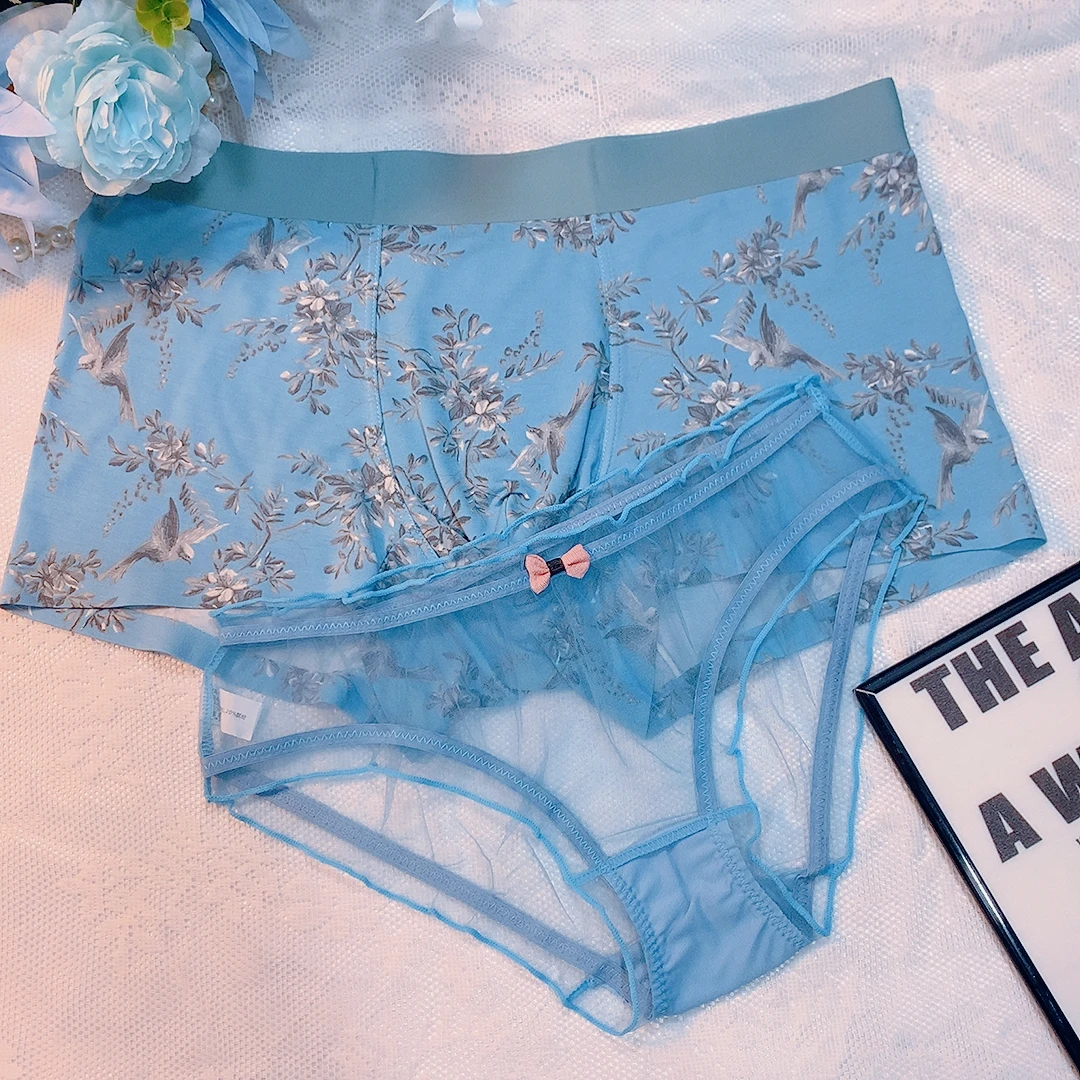 蓝绿两色情侣家居 短裤套装