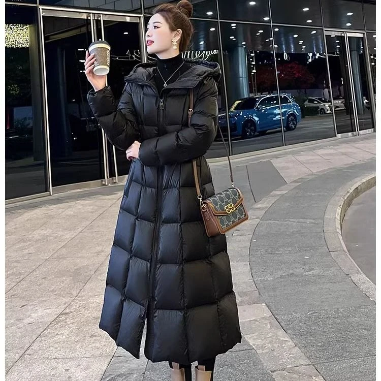 高端棉服女中长款2024年冬新款收腰修身显瘦保暖加厚超长过膝外套