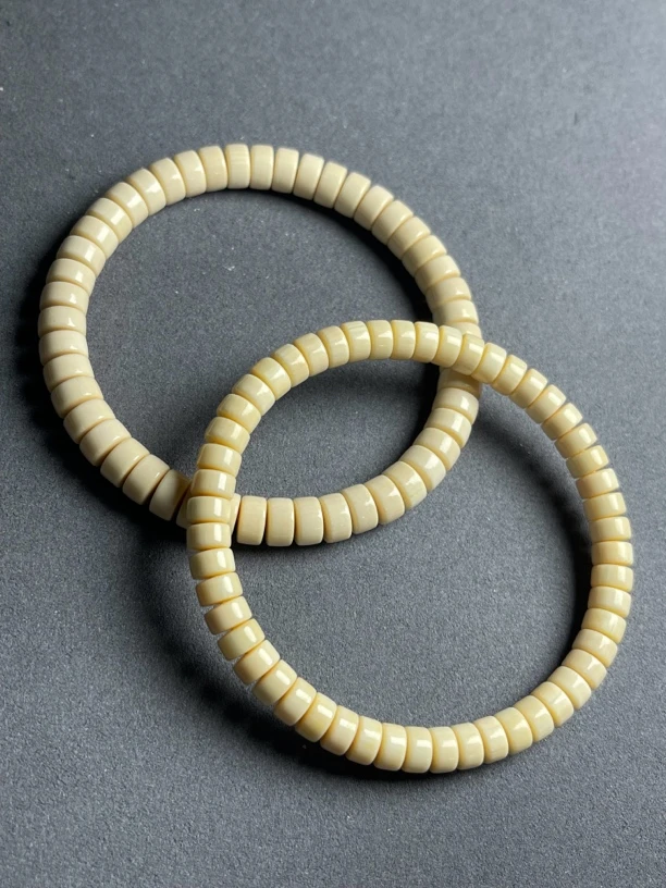 猛犸牙原色冰料药片手串单圈猛犸牙手串隔片