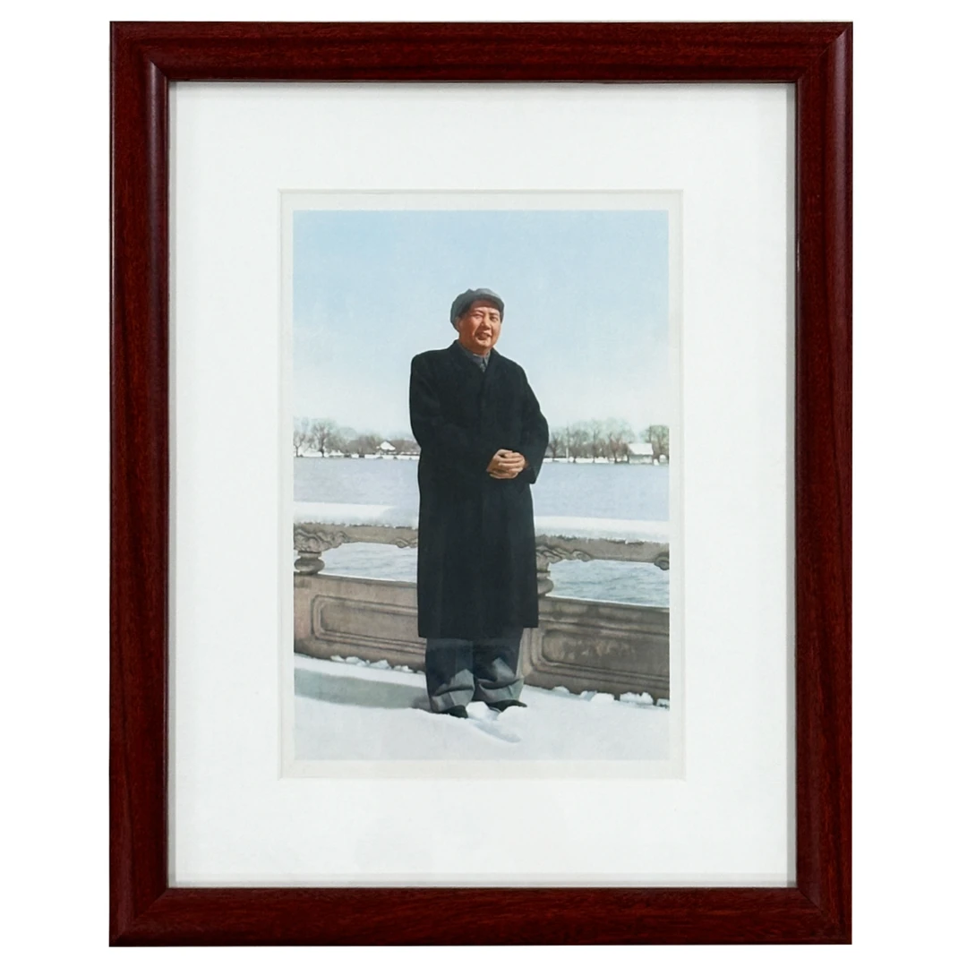 毛爷爷站在雪地全身像画片，六十年代印刷，库存全新品，包老保真