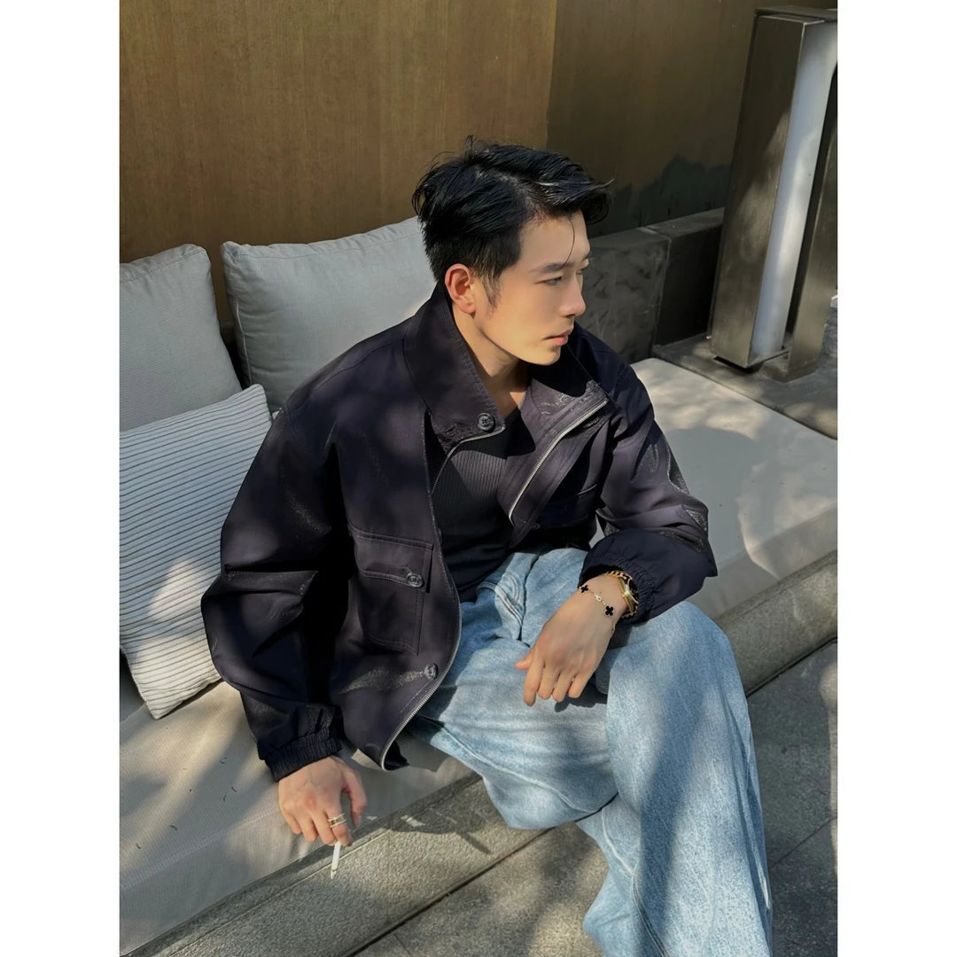 【24秋系列】 锅叔力荐 黑标细闪哑面光泽面布防风领夹克外套