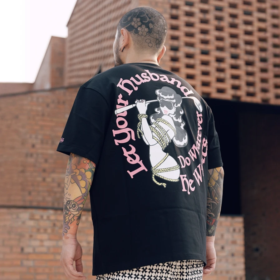 Tapejara拓勃亚拉R'N'R系列高尔夫黑色重磅棉街潮风圆领宽松T恤