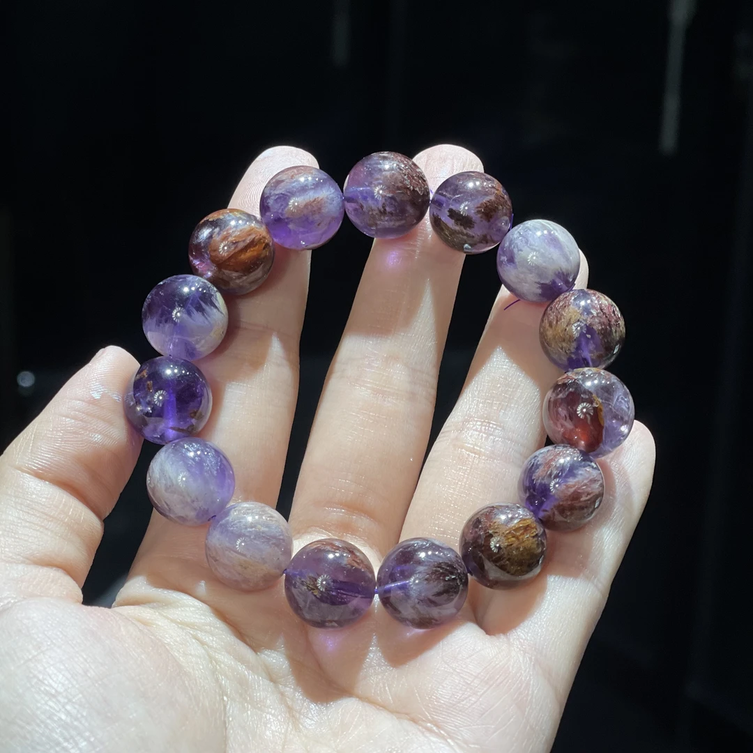 非金属玻璃吊坠 YS1143 紫色YL带彩圆珠大尺寸单圈