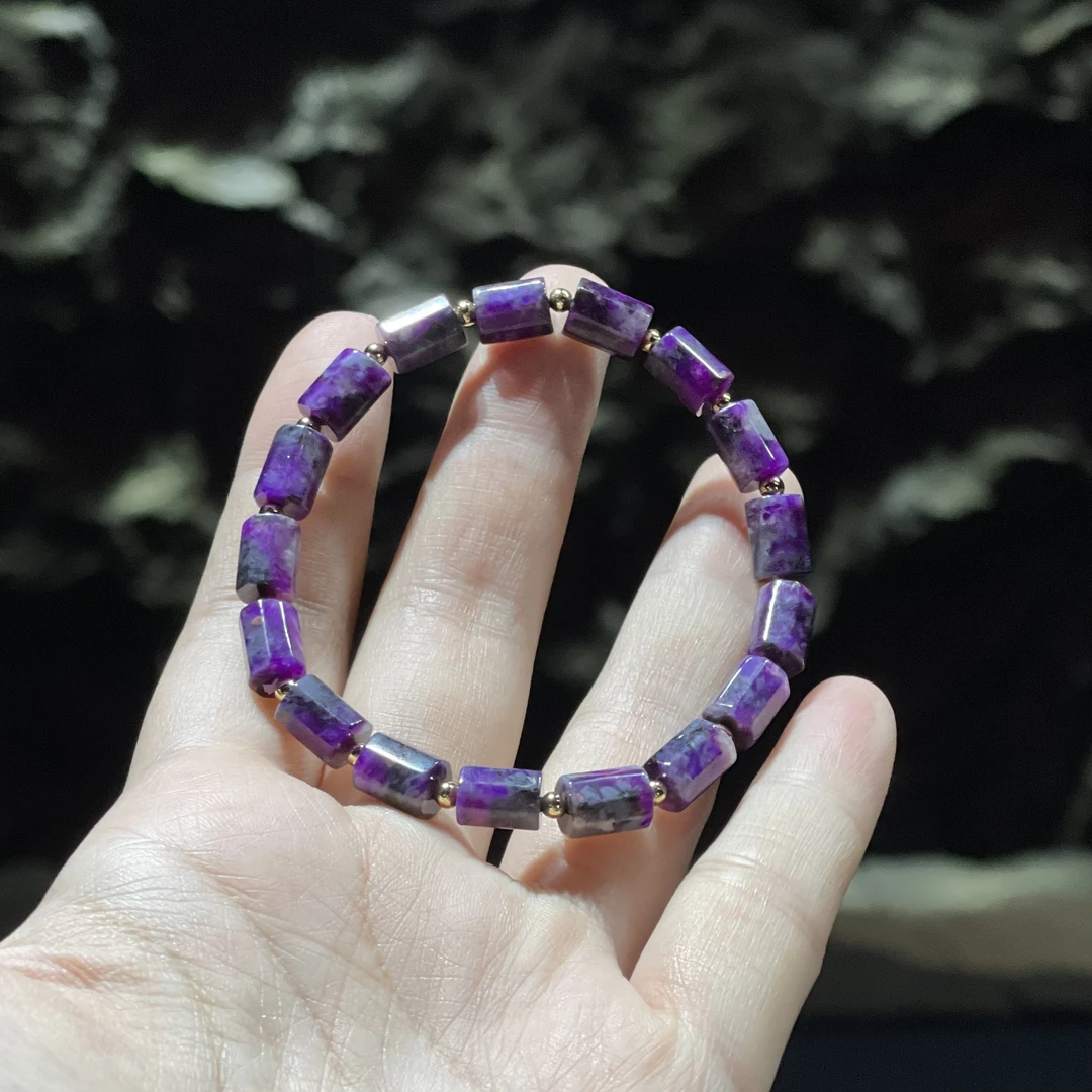 非金属玻璃手链 YS8244 紫色桶珠刻面SJL手链