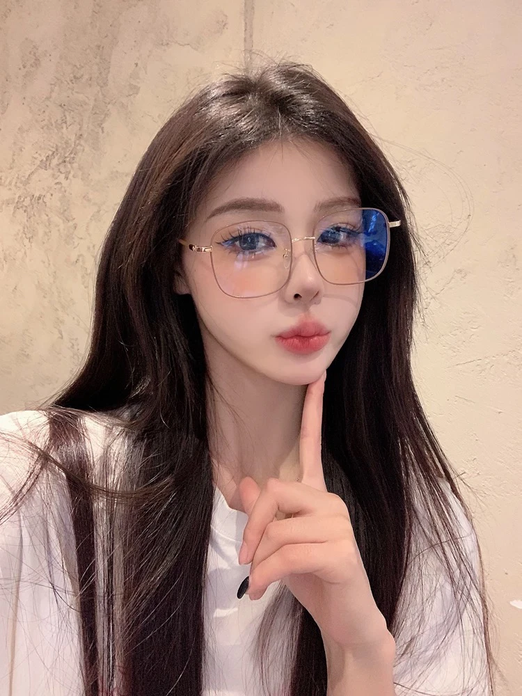 橙路素颜茶金色眼睛框