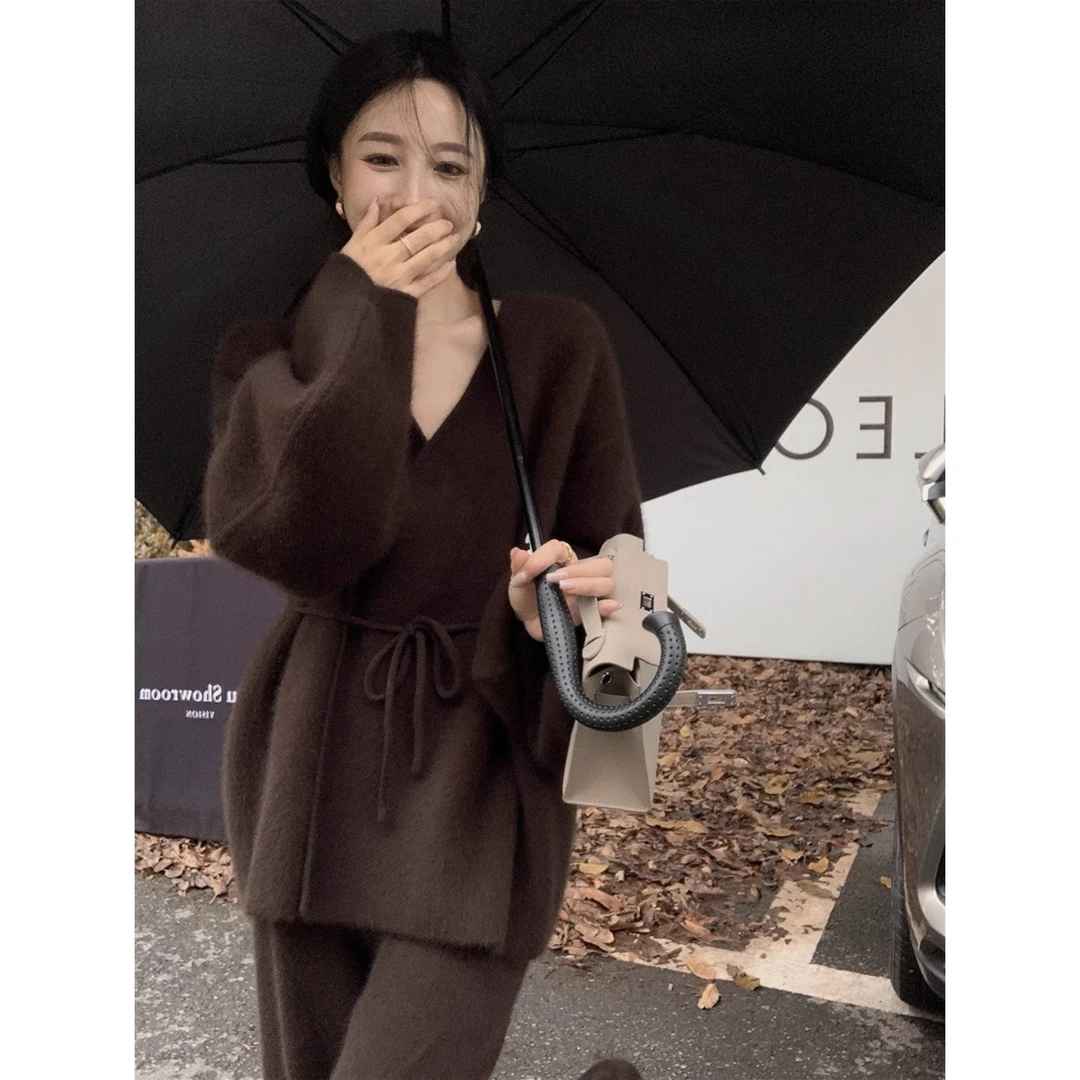 小香风套装女秋季新款高级感流行减龄休闲裤子上衣针织毛衣两件套