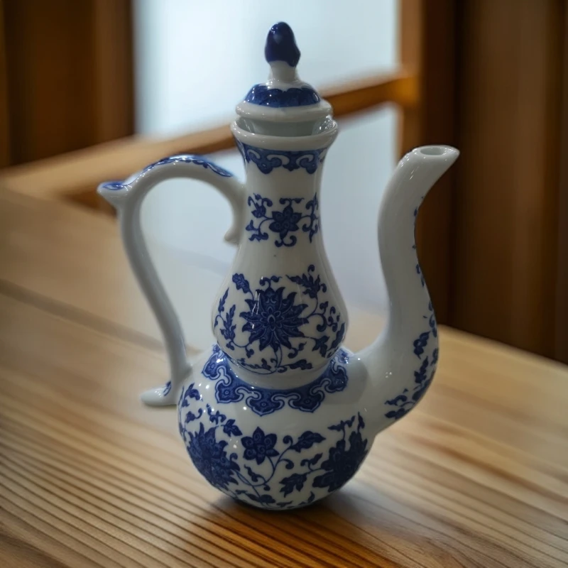 高度20肚径10景德镇陶瓷青花葫芦壶196