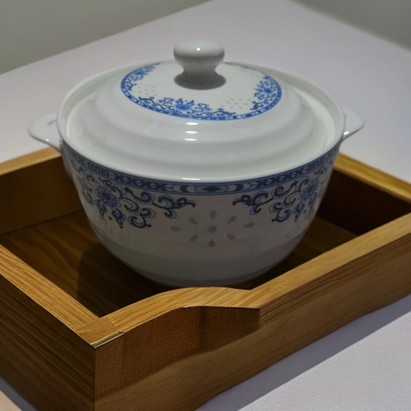 口径20高度14景德镇陶瓷青花玲珑带耳大汤罐279