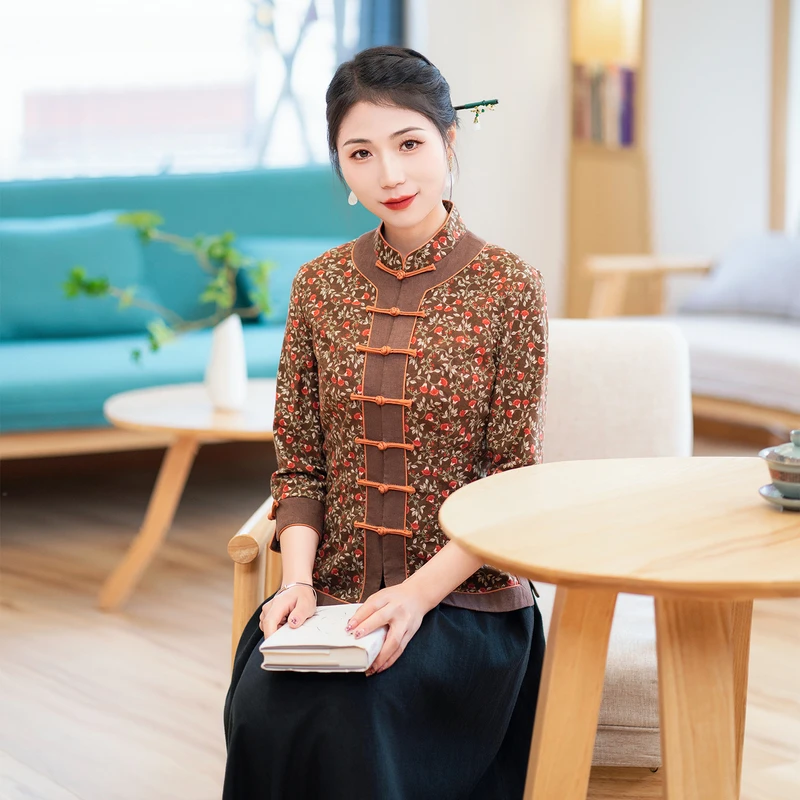 筠雅唐装中国风上衣女2025年新款年轻款中式盘扣古韵居士服24J078