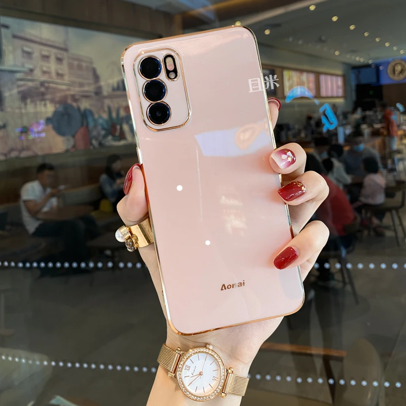 适用opporeno6手机壳reno6pro新款直边电镀全包镜头防摔超薄oppo