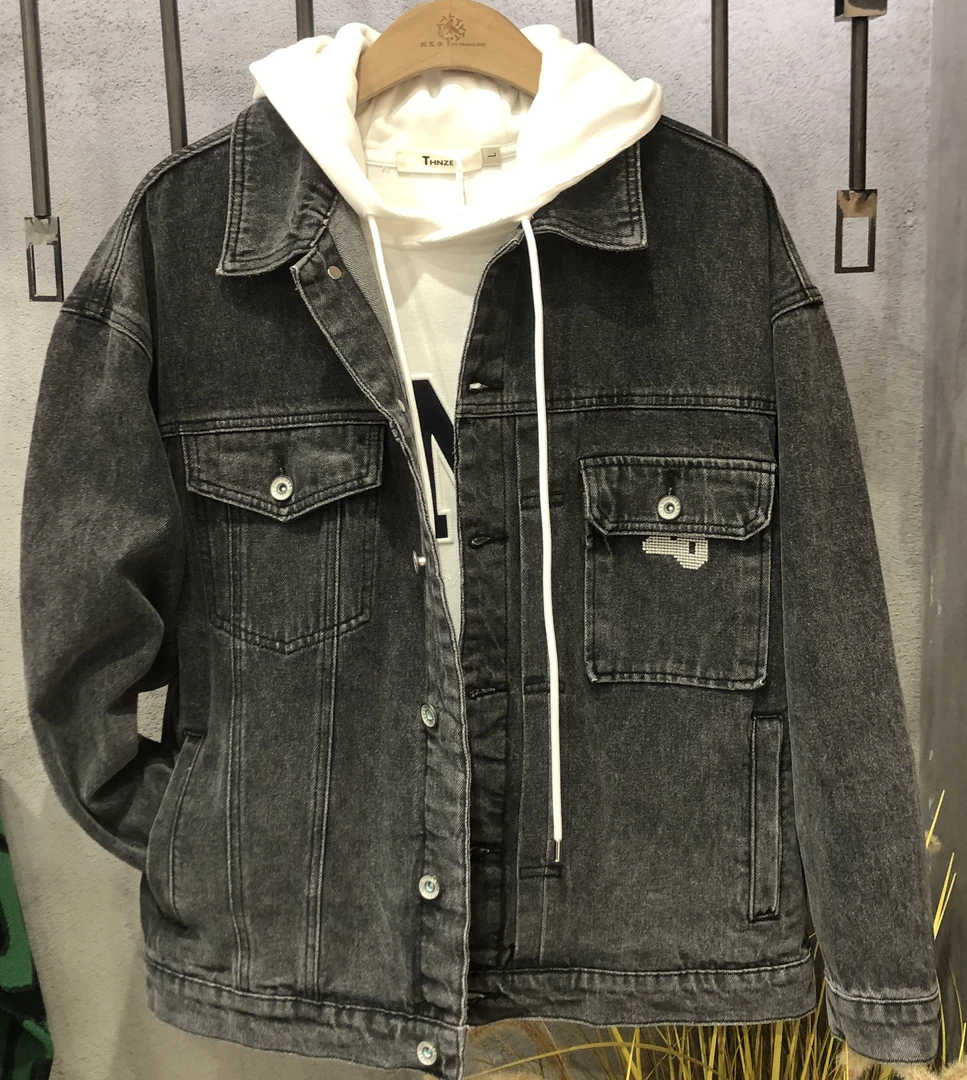 春秋牛仔衣3386525休闲男外套潮流复古翻领