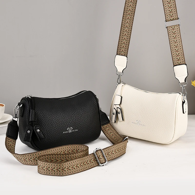 新款包大容量单肩包斜挎包出行背包时尚软皮单肩包宽带枕头包女包