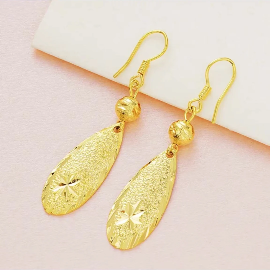 铜合金耳饰 6081薄片水滴精品妈妈款耳环女款气质时尚长款磨砂