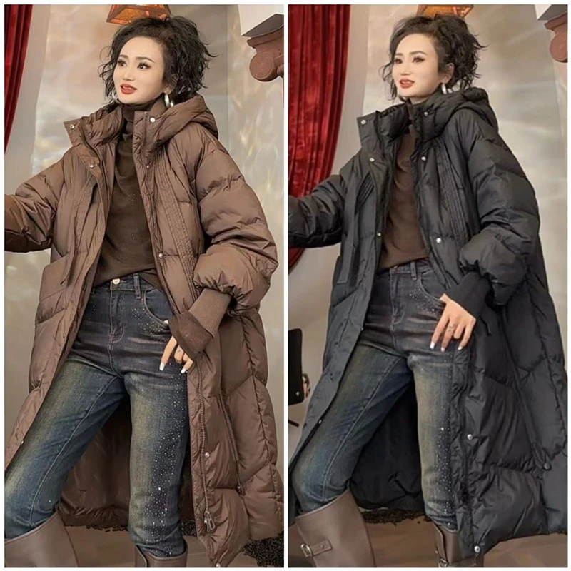 冬季时尚中长款羽绒服女装韩版洋气百搭保暖加厚休闲外套潮-22180