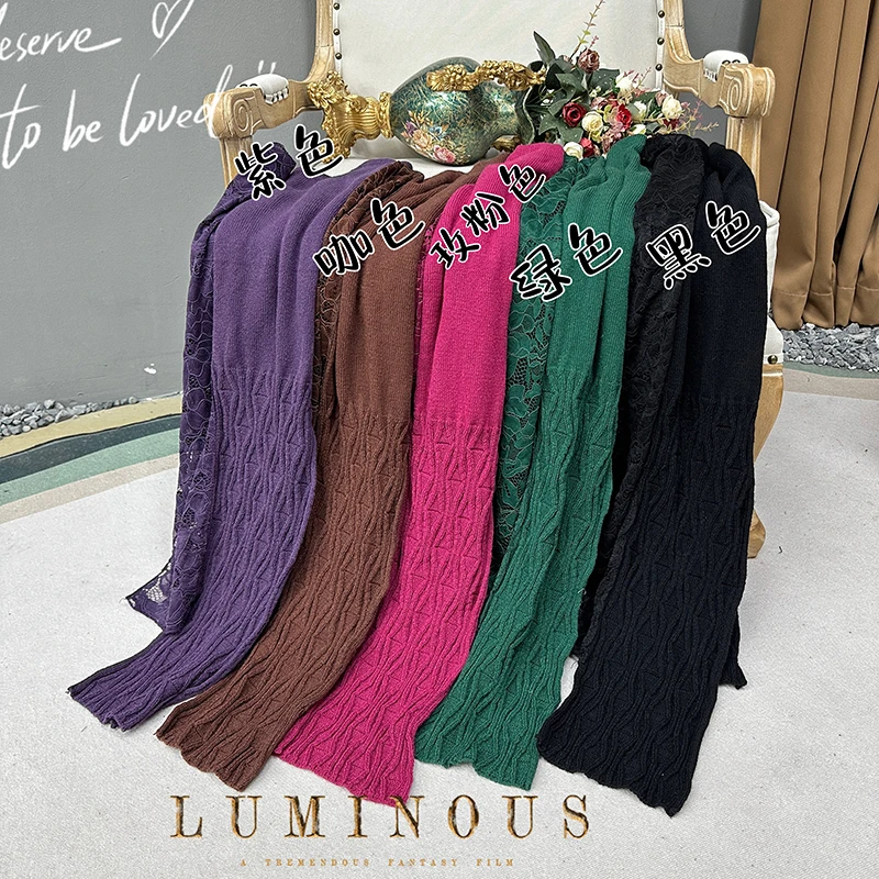 原创设计自制蕾丝慵懒针织围巾女日系百搭时尚围脖围巾-003