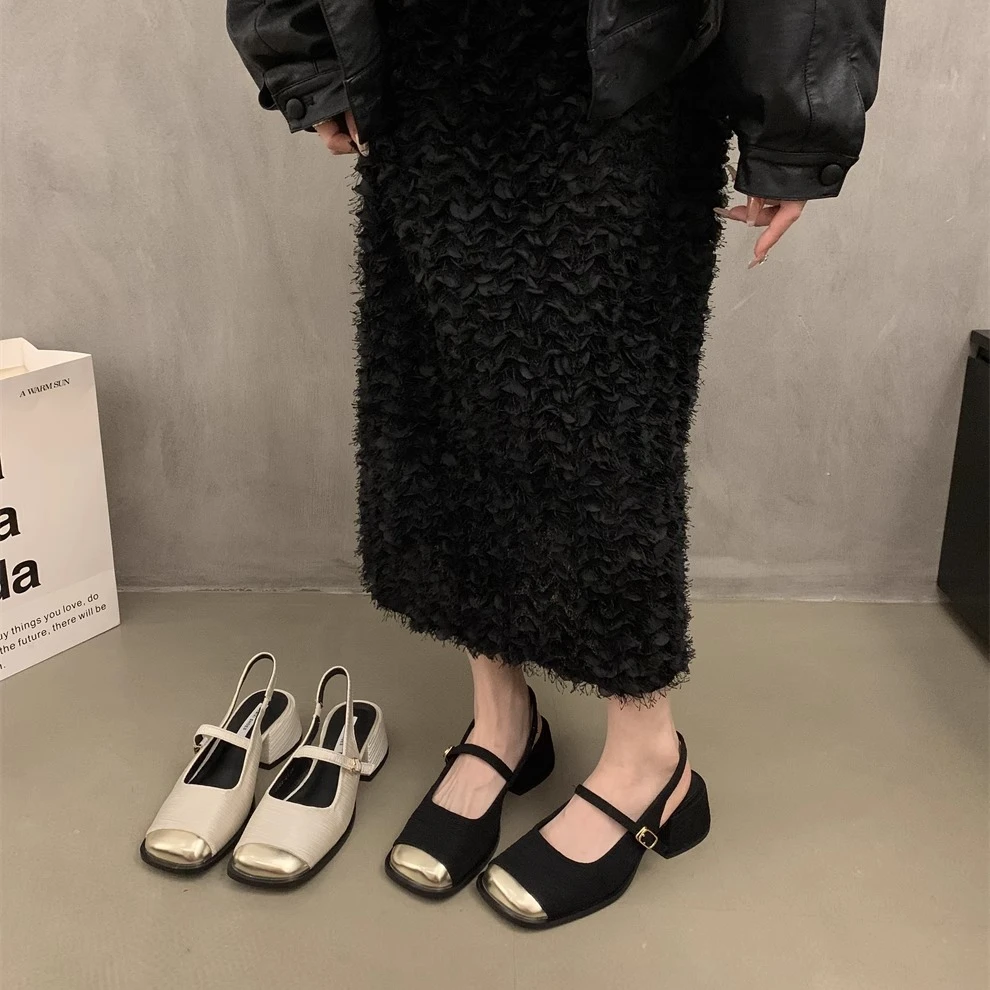 女士浅口单鞋女中跟2024夏季新款韩版法式晚风仙女时尚玛丽珍鞋子