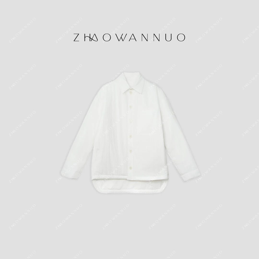 ZHAO WANNUO 丨 24秋冬新款宽松白色休闲设计感棉服NC0083
