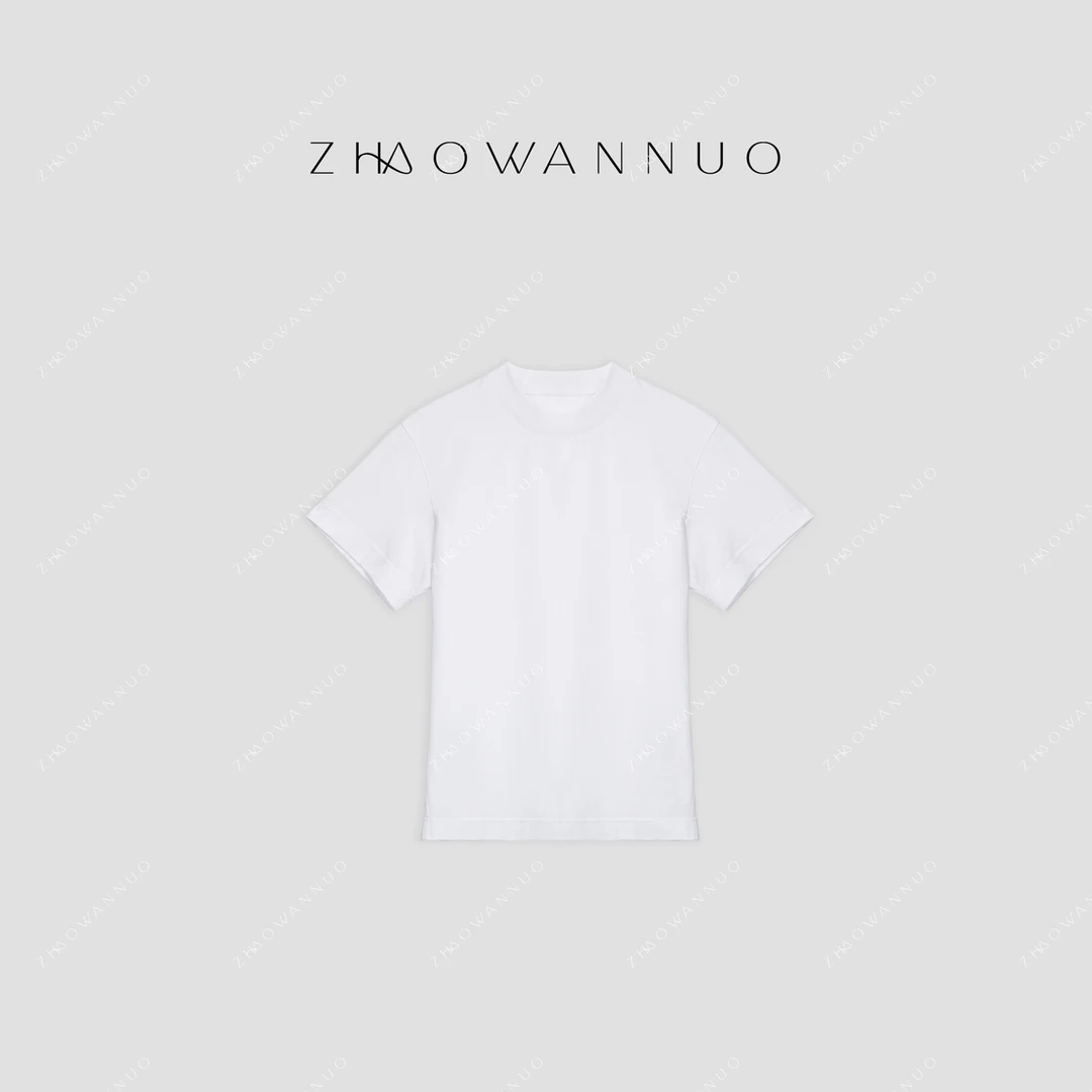 ZHAOWANNUO丨24早秋晚宴新品时尚经典白色短袖宽边袖T恤NC0009
