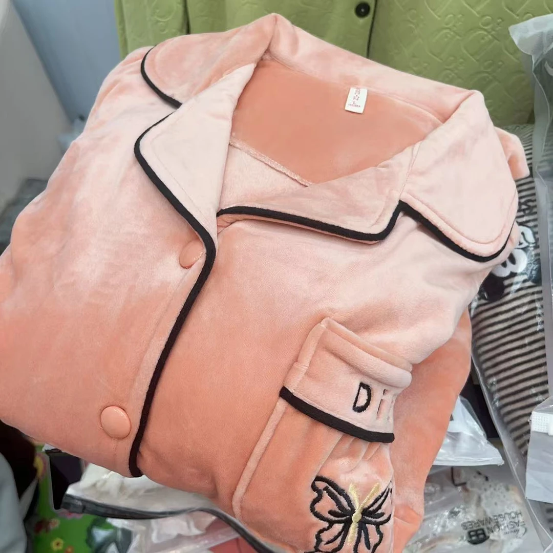 【米兔家居服】CD185豆沙橘0-17°海岛绒精品秋冬加厚长袖长裤