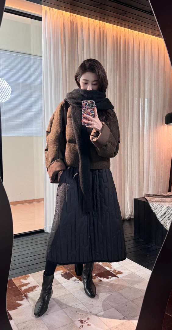 【柏林假期】高定咖色羊毛鹅绒服-lbq23AY256