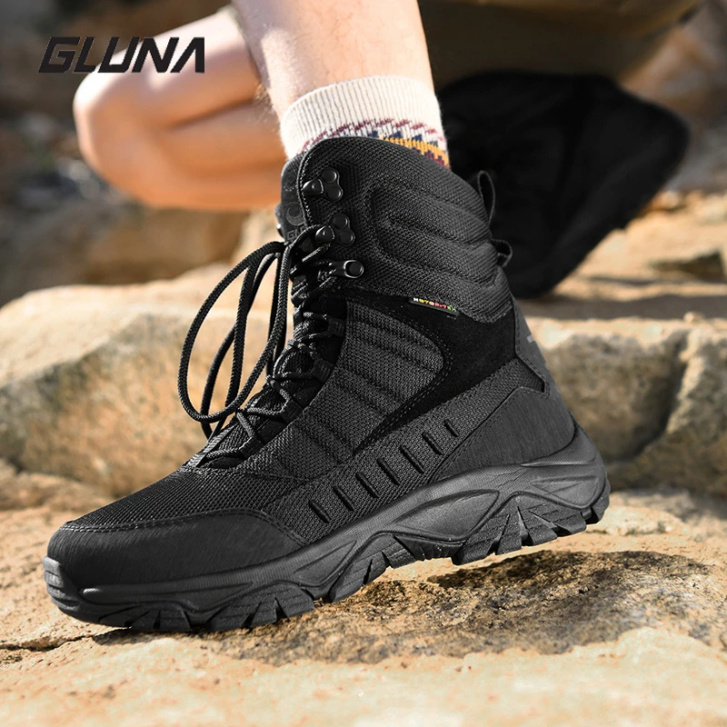 GLUNA哥鲁纳户外山地越野防滑徒步鞋陆战靴登山潮鞋防水耐磨中帮