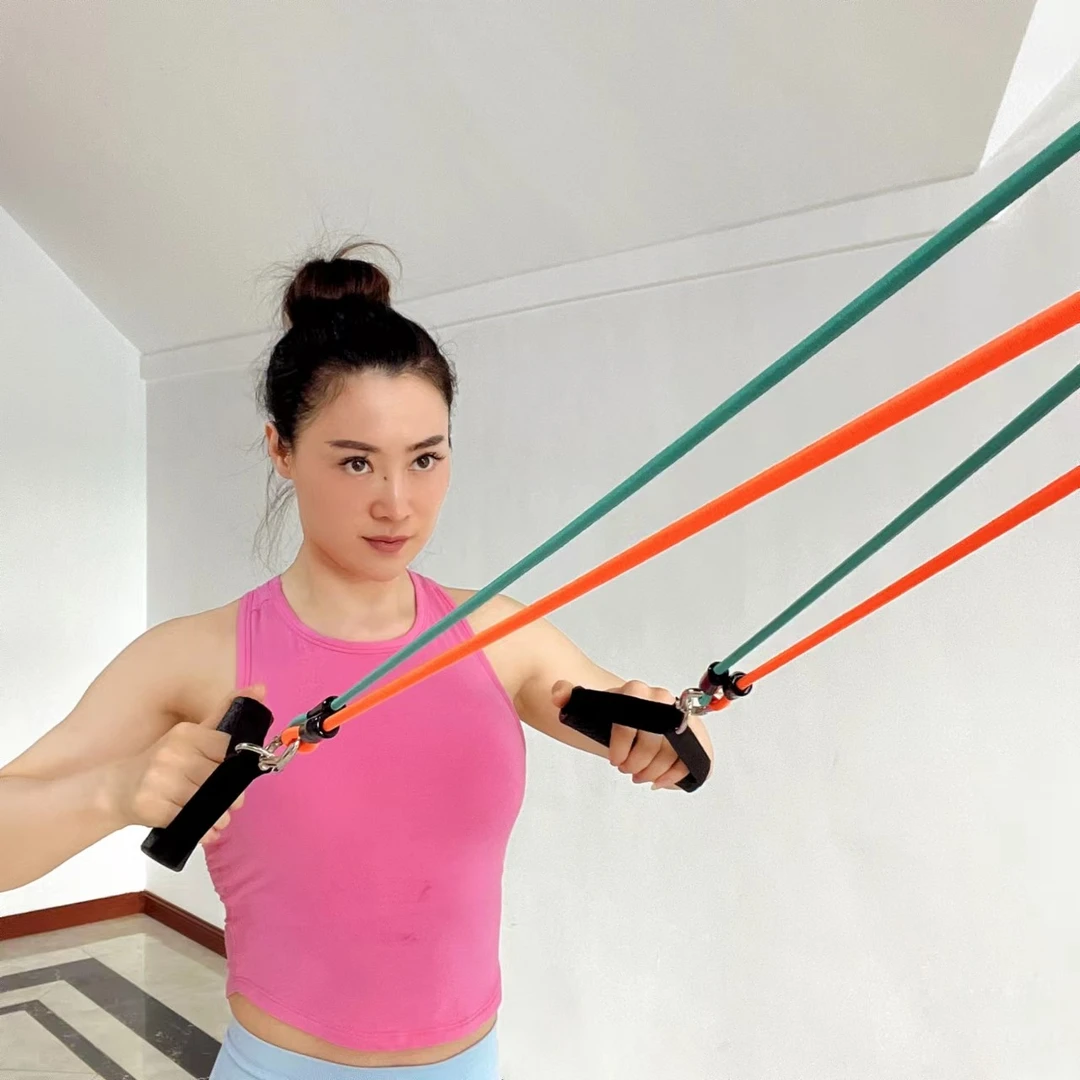 魂跳  五色拉力绳带双把手弹力绳一共五条绳