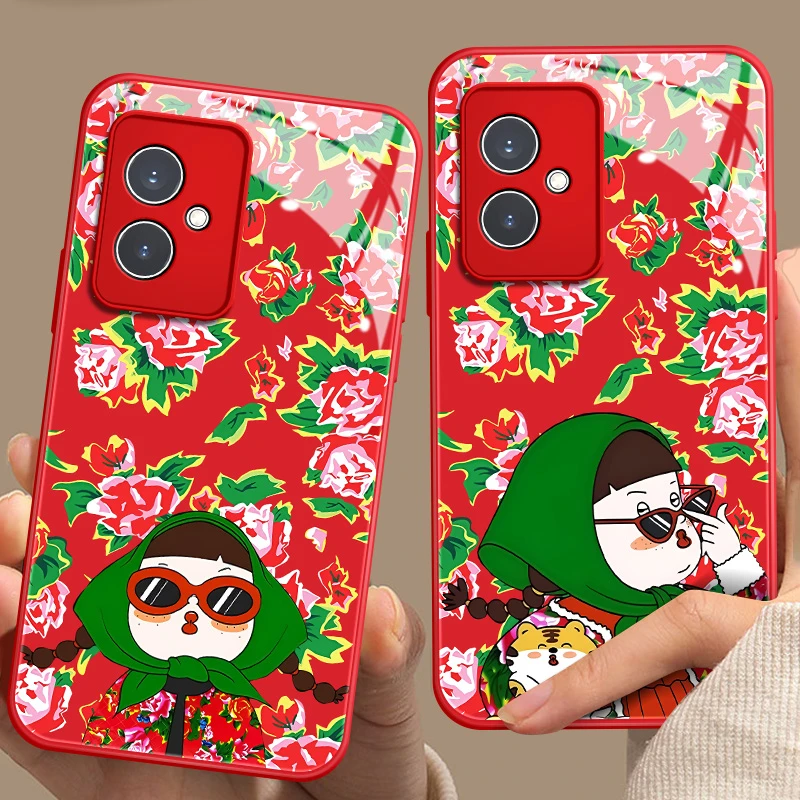 荣耀100手机壳2024新款东北大花棉袄100pro玻璃壳高级感保护套