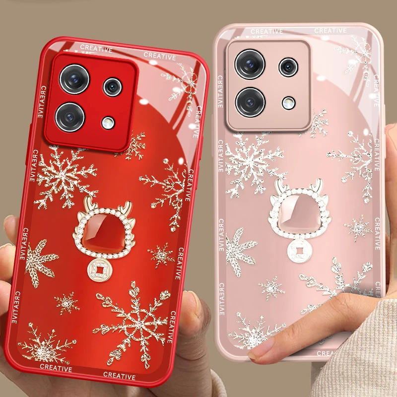 红米note13pro手机壳+2024新款雪花钻石龙新年note12玻璃壳保护套