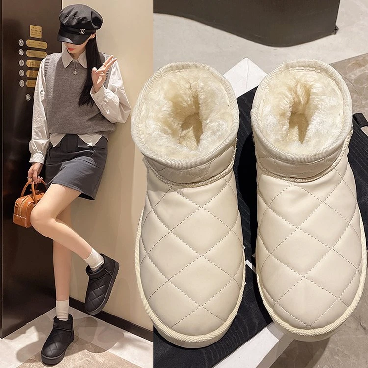 厚底雪地靴女冬季新款加绒加厚面包鞋防水防滑抗寒保暖棉鞋1603