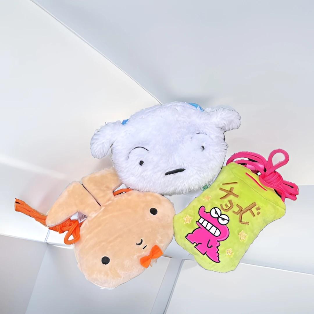 蜡笔小新正版 日本正版 便携毛绒卡通可爱头型ins小包包童包