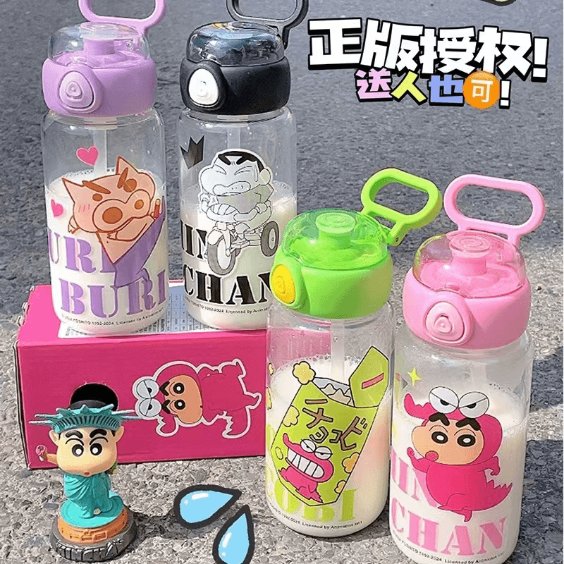 蜡笔小新正版可爱直饮杯透明玻璃杯高颜值耐高温水杯学生