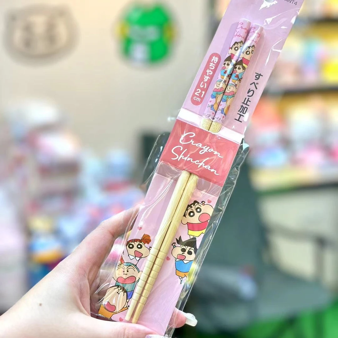 蜡笔小新日本正版儿童大人彩色筷方便筷家用尖头环保天然竹筷餐具