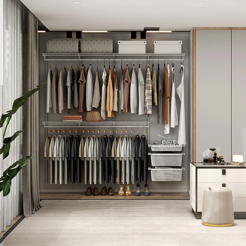 福倍斯金属衣柜步入式框架2.2米卧室家用结实耐用开放式衣帽间