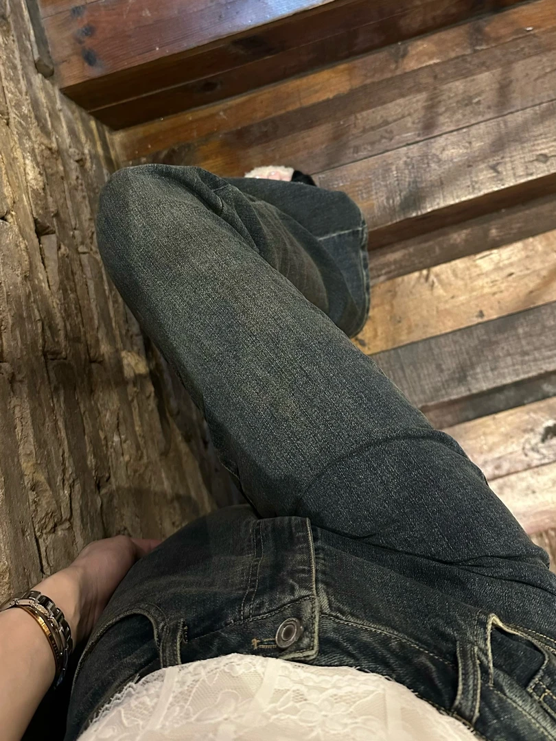 金饺子【大长腿】单宁美学做旧显瘦显长的修身剪裁牛仔裤秋款