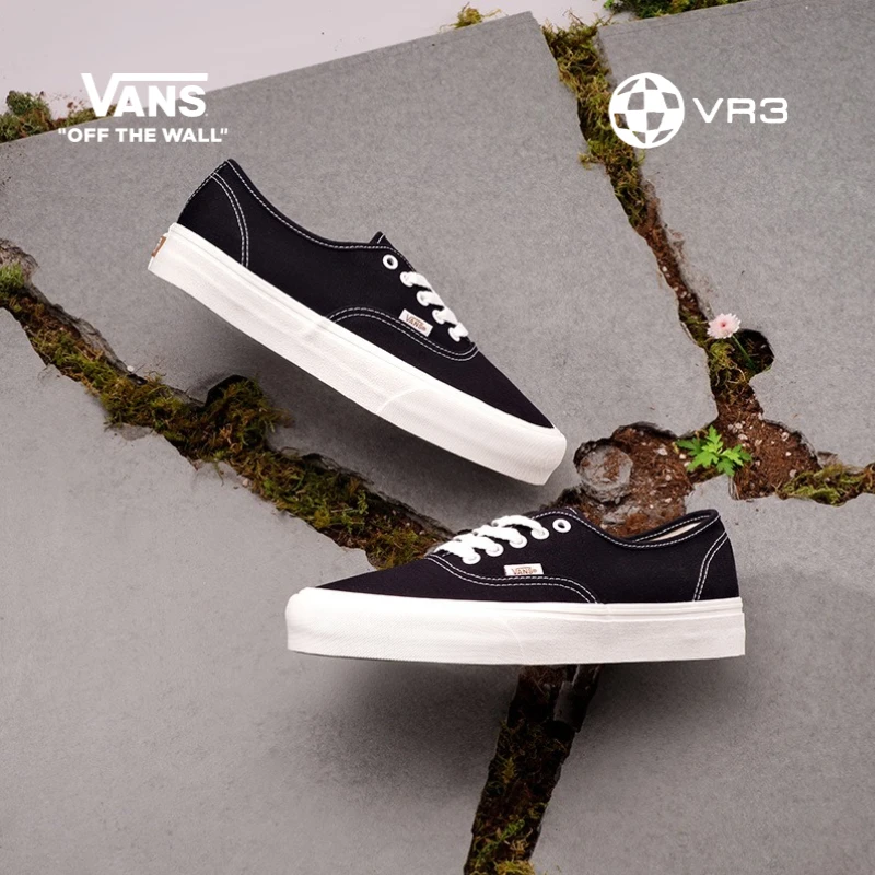 VANS范斯 AuthenticVR3经典时尚夏季百搭酷黑帆布鞋VN0005UD1KP