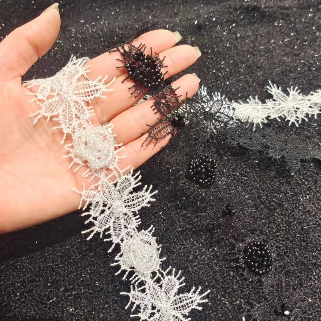 黑白蕾丝管珠条码diy辅料sp2322221