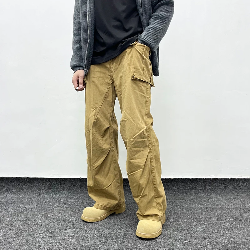 美式复古工装裤男潮牌新款高街痞帅多口袋冲锋伞兵休闲阔腿长裤子