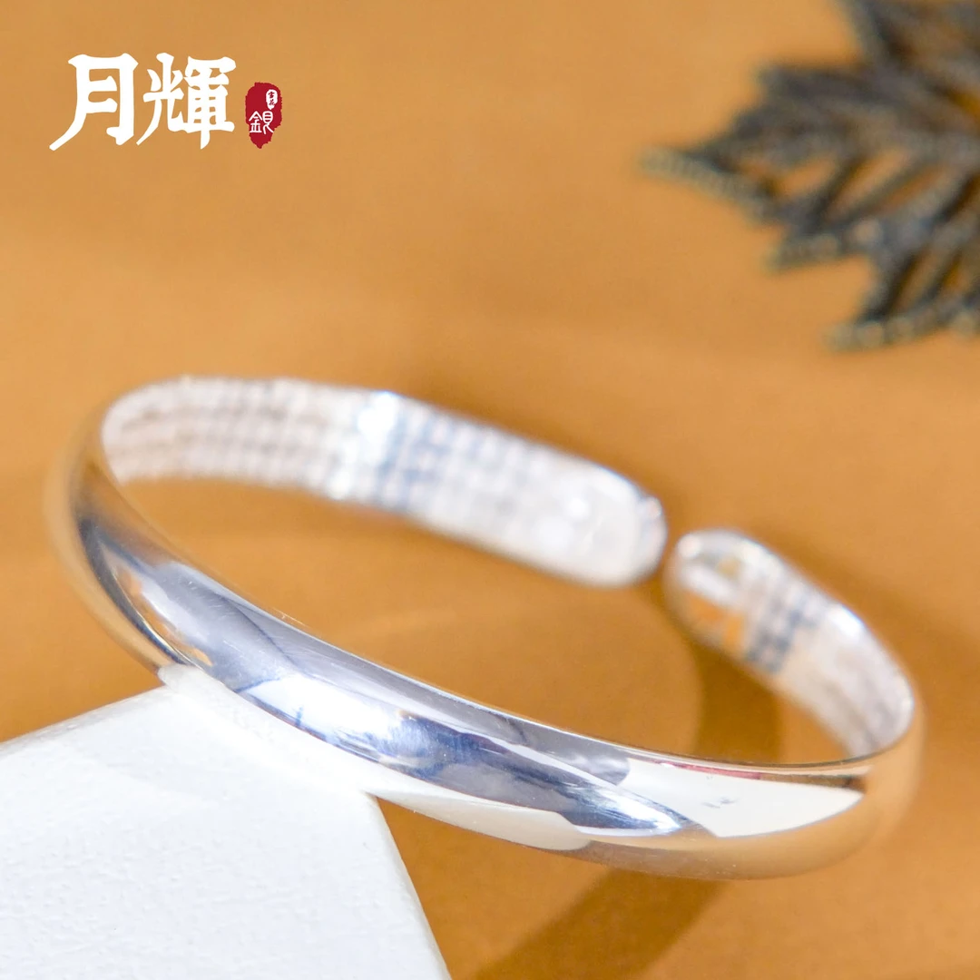 足银手镯 A524泥鳅背心经手镯亮光时尚简约百搭气质轻奢素款