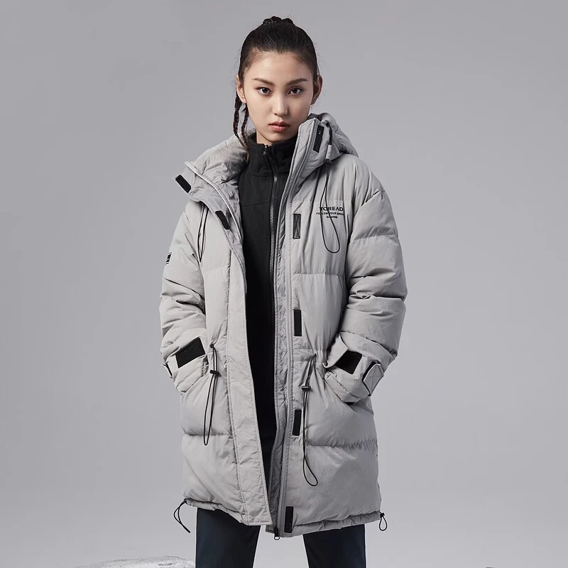 TOREAD/探路者羽绒服女秋冬户外防风保暖中长款连帽羽绒TADI92775