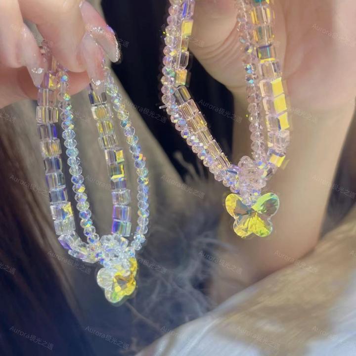 非金属仿水晶手链 『Aurora』极光之遇  方糖蝴蝶 弹力手链爆闪630