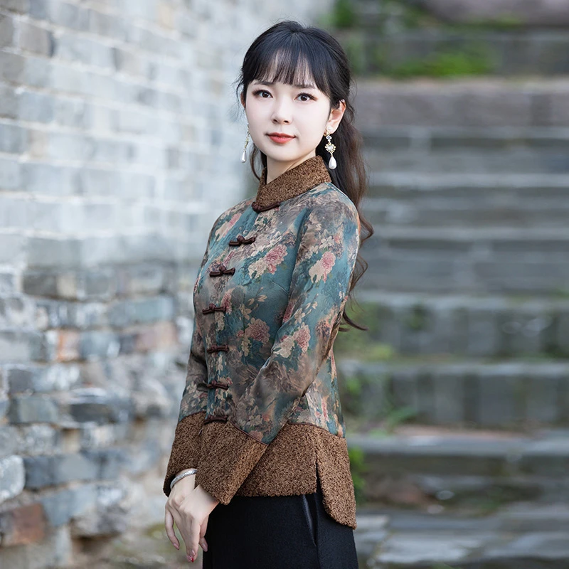 如意风改良唐装女中国风冬季棉袄旗袍上衣复古茶服中式女装22R802