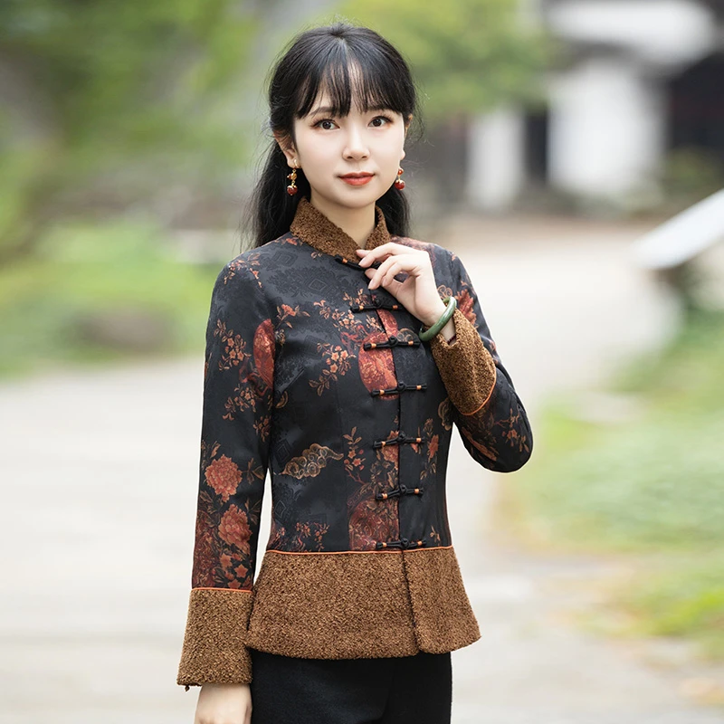 如意风唐装女冬季棉袄棉衣棉服加厚保暖盘扣上衣中式女装22R844