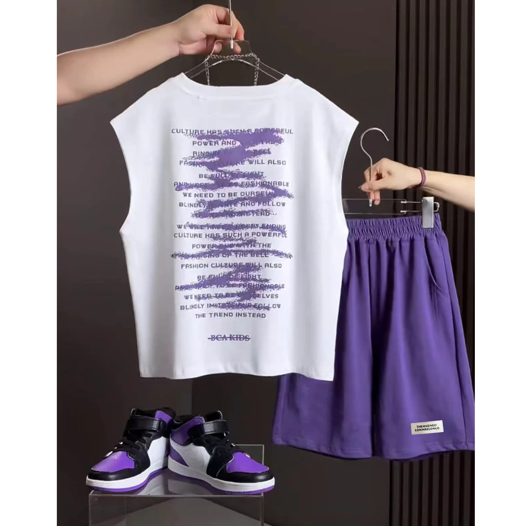 【粉丝福利】儿童背心套装夏季男童运动透气无袖套装中大童两件套