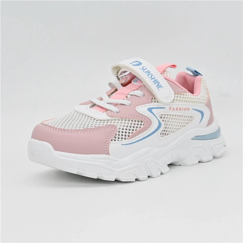 DT夏季1100新品休闲透气圆头魔术贴男女童网面鞋