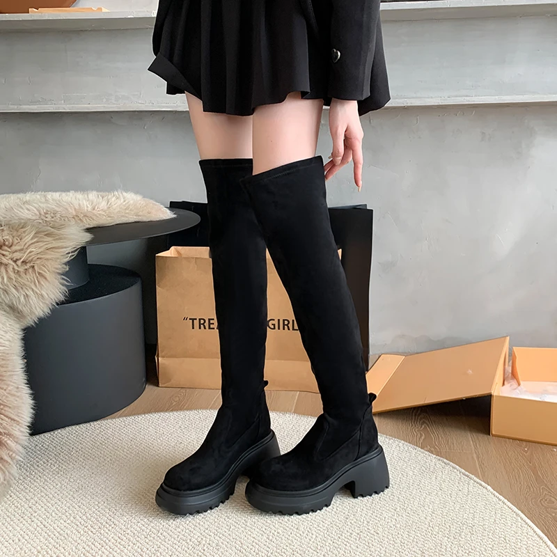 宽脚胖脚LM9961-3过膝长靴厚底粗腿高筒靴大筒围女靴大码女靴4143