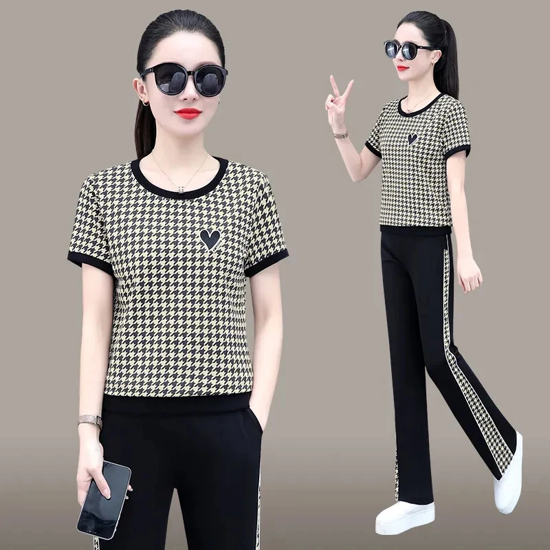 夏季大码女装休闲套装200斤微胖mm宽松显瘦韩版跑步运动服两件套